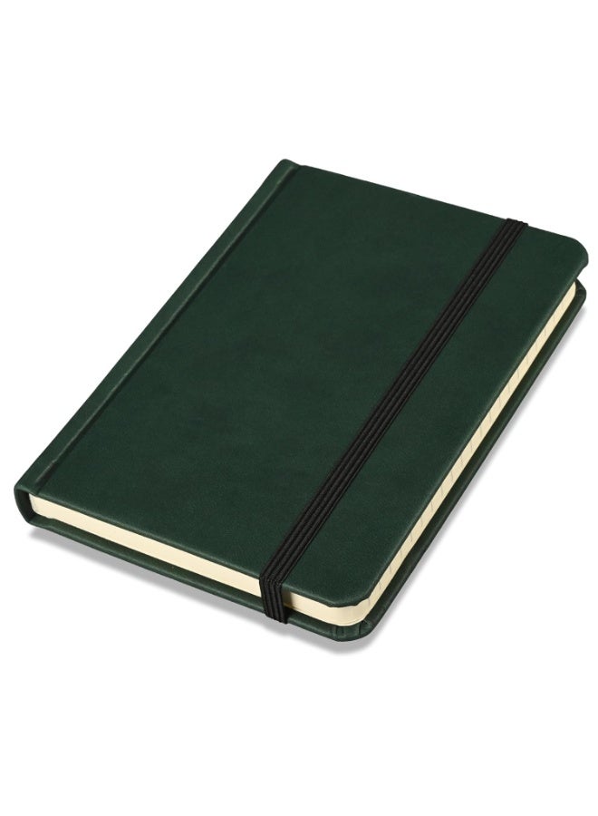 FIS® Hard Cover Notebook, Italian PU Materials, A6 Size(105x148mm),240 Pages, Single Line Ruling, Round Corners with Elastic Band Closure,70gsm Italian Ivory Paper,1 Piece,Green Cover Color-FSNBSL1603 - Image 1
